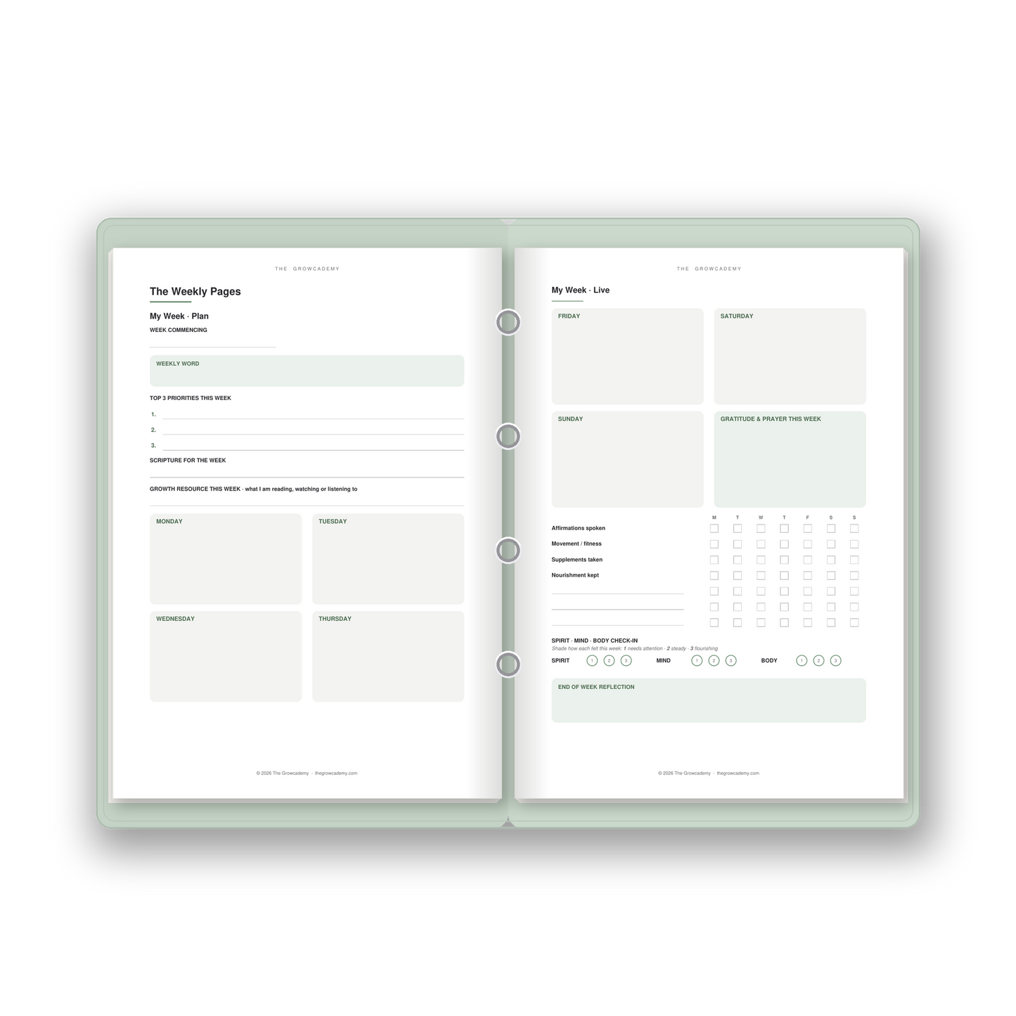 Growth & Wellness Planner System - Digital Download