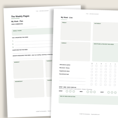 Growth & Wellness Planner System - Digital Download
