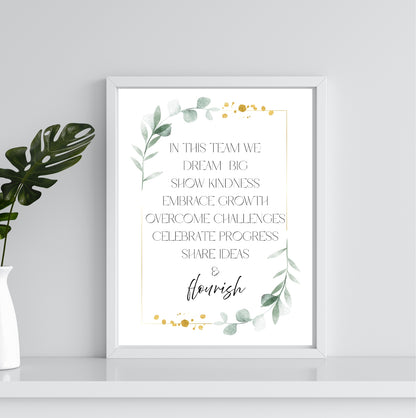 Team Motto Values | Motivational Wall Art - Printable Download - The Growcademy
