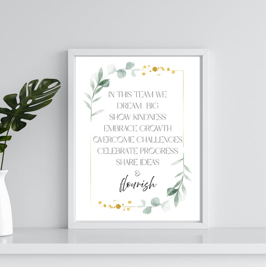 Team Motto Values | Motivational Wall Art - Printable Download - The Growcademy