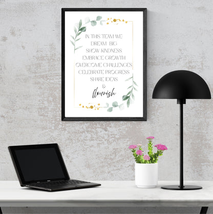 Team Motto Values | Motivational Wall Art - Printable Download - The Growcademy